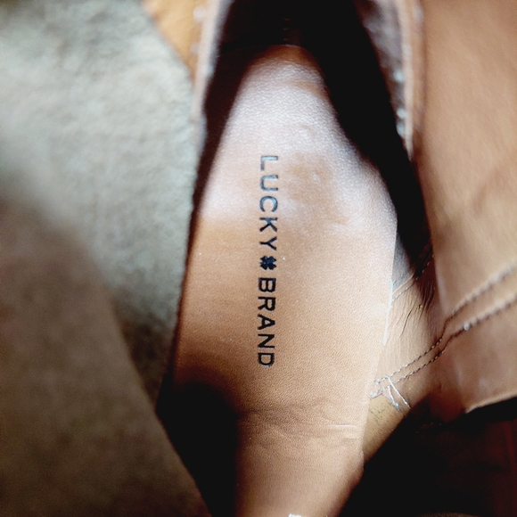 NEW Lucky Brand Loxona Tan Leather Block Heel Ankle Boots A978 - Picture 10 of 12